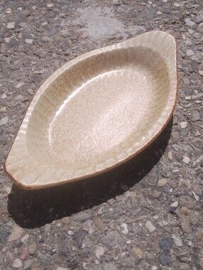 Pottery Craft Vintage Stoneware Oval Dish Gratin Oven Microwave Earthenware